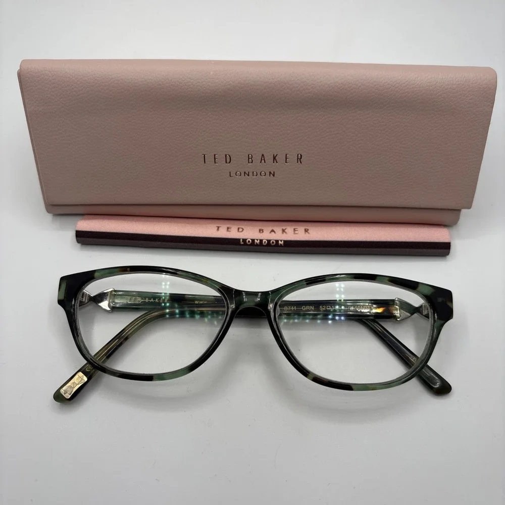 Ted Baker B711 GRN 52-15-140 Green Tortoise Full Rim Eyeglasses Frame w/case